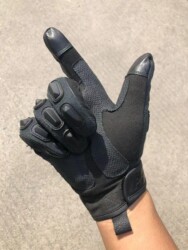 Authentic Pure Sheepskin Black Outdoor Full-Finger and Half-Finger Special Gloves Tactical Gloves Combat Defense Gloves