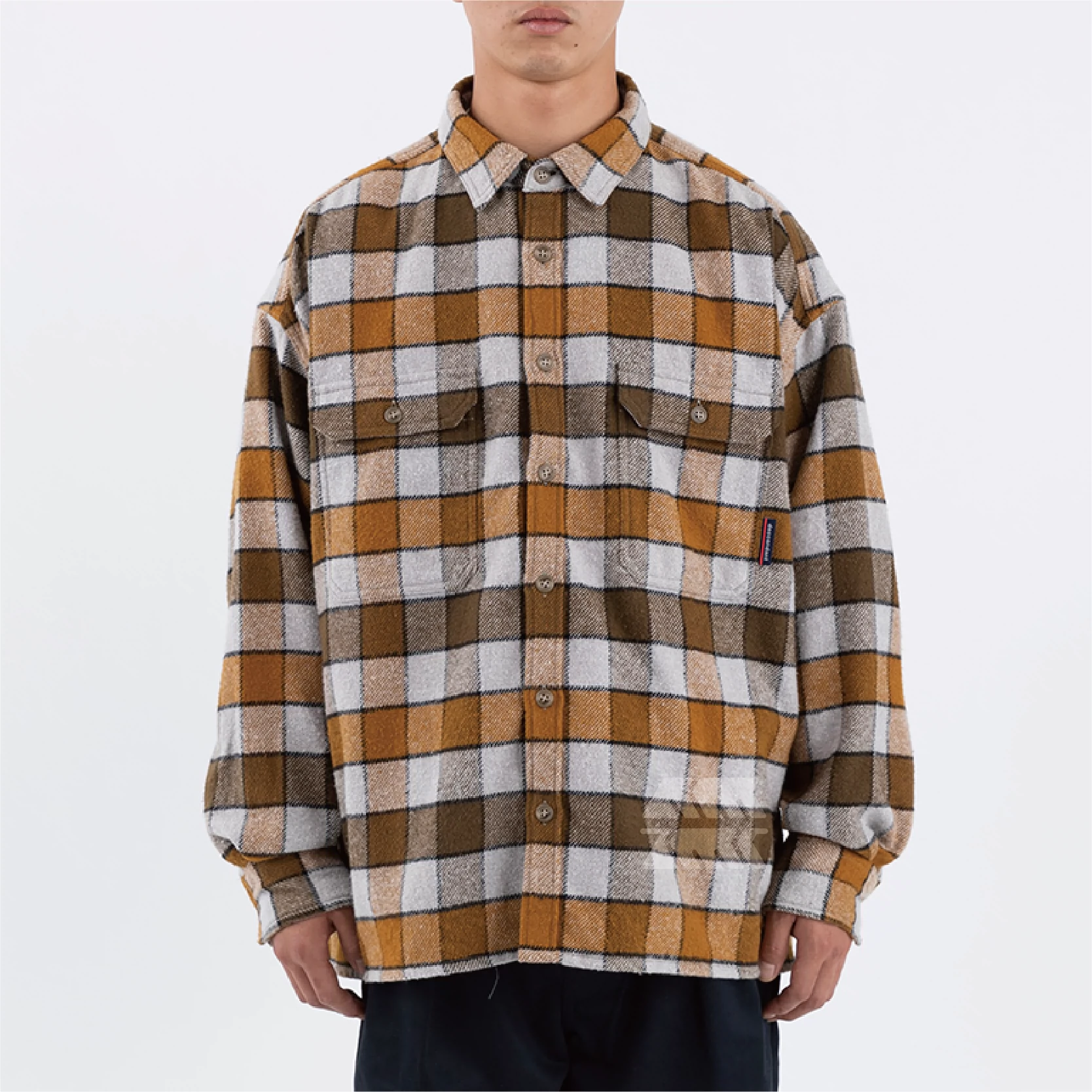 DESCENDANT VANING CHECK SHIRT 棕色法兰绒格子纹长袖衬衫20AW - Taobao