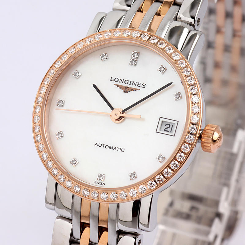 浪琴Longines 博雅系列18K金镶钻贝母机械女表L4.309.5.88.7/310-淘宝网