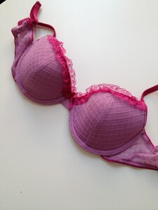 
Sexy Pussycat Doll Grape Purple Girly Lace Mesh Underwear Thin Cup Underwire Bra 70C Stock Clearance