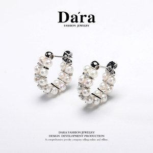 
Dara/Dara high-definition Xiaomi earrings 3.5-4.5mm freshwater pearl double row earrings 2026 new earrings