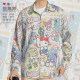 Cartoon bow cat pudding little yellow dog joint graffiti large size long-sleeved shirt men and women 0017 design without boundaries