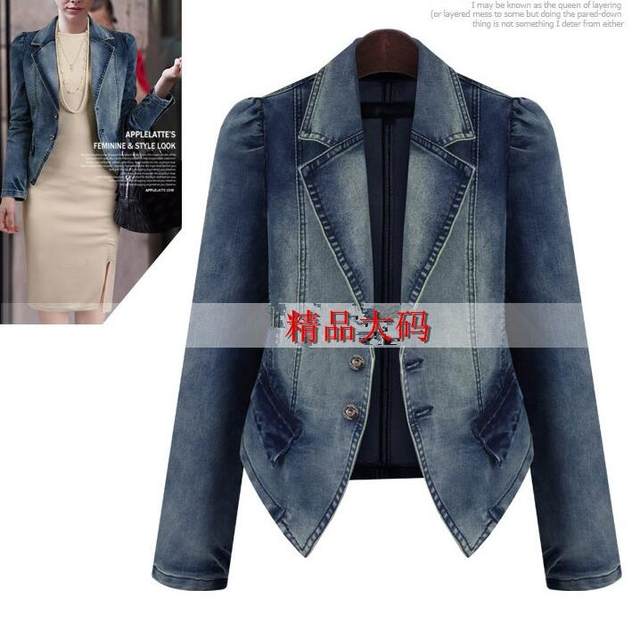 Large size women's denim jacket spring European and American style denim top Long-sleeved denim jacket