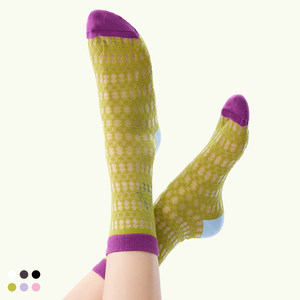 
Shell hollow card silk summer light and breathable contrast color ins good-looking women's cotton stockings stockings