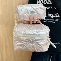 Korean Pu Cosmetic Bag for Women, Niche Storage Bag, Large Capacity, Convenient Partitioned Toiletry Bag, High-Value Portable Storage Bag