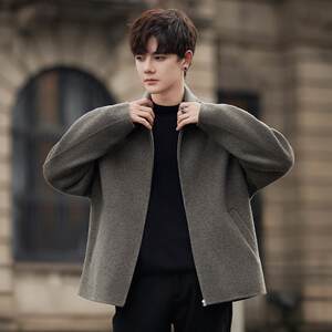 
Men's new casual coat woolen coat short autumn double-sided wool jacket outer high-end woolen men's clothing