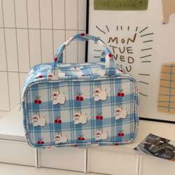 Portable Cosmetic Bag for Women 2025 New Model Three-Layer Partitioned Portable Large-Capacity Cosmetic Storage Bag Travel Toiletry Bag