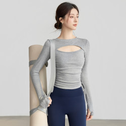 VOJ yoga clothing Fancy sexy Tops drawstring Slim Looking Long sleeves Pilates running sports training fitness clothing