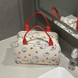 Cartoon Cat Partitioned Portable Makeup Bag for Women 2025 New Large Capacity Portable Travel Toiletry Bag Storage Bag