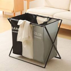 Nordic Fabric Large Laundry Basket, Foldable and Divided, Waterproof Laundry Storage Basket for Home Use