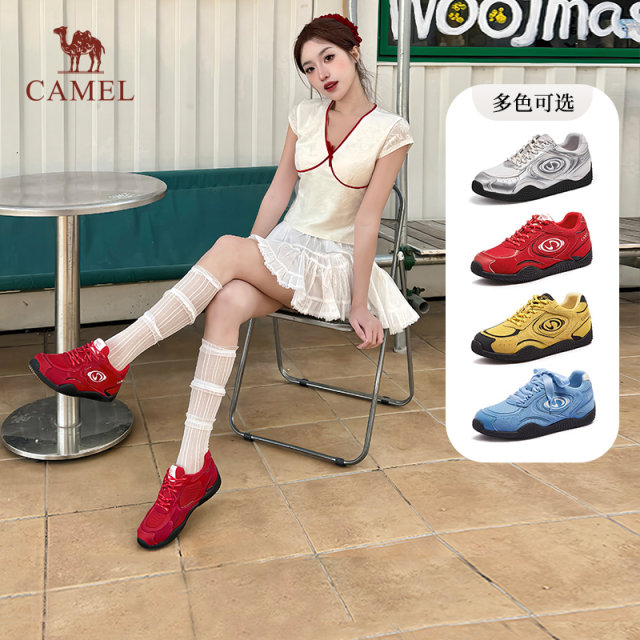 Camel Crescent Training Shoes Women's Shoes 2025 Summer New Racing Shoes Silver Sports and Casual Soft Sole Shoes Women's
