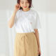 Linhai Japanese 2025 summer dan pocket embroidery casual versatile round neck short-sleeved top for women
