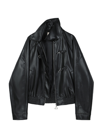 Vega Chang Women's PU Leather Jacket Fall 2023 Korean Style