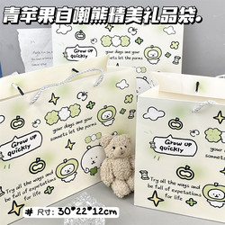 Green Apple Self-Mockery Bear Gift Bag High-Quality ins Festive Holiday Gift Storage Large Capacity Tote Paper Bag