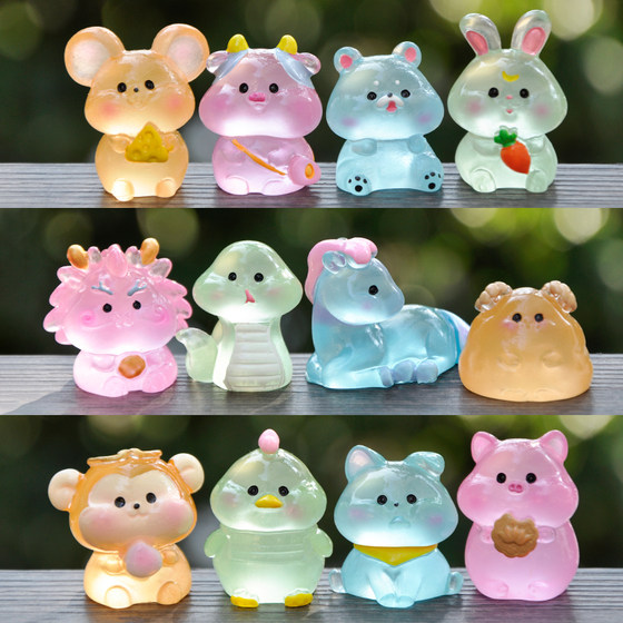 
New product luminous zodiac animals blind bag blind box creative micro landscape desktop car decoration mini ornament