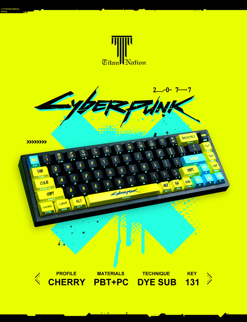 Titan Kingdom 131キー PBT+PC キーキャップ - サイバーパンクテーマ