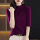Bottom shirt for women in spring and autumn thin loose mid-sleeved T-shirt top fashionable 2025 new light-cooked style purple knitted sweater
