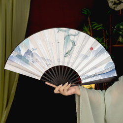 10inch Chinese Folding Fan, Traditional Style, Portable for Men and Women, Suitable for Students, Dance, Children's Performances, and Dance-Specific Kicking Fan