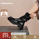 Meng Ziyi's same Toomanyshoes biker brown rider boots autumn and winter British style