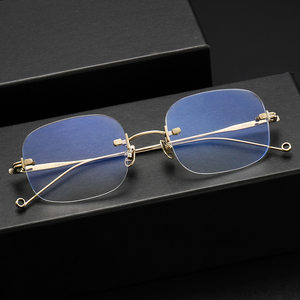 
Ultra-light pure titanium frameless retro small face male and female students can be matched with myopia anti-blue light color-changing glasses frame