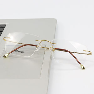 
Ultra-light rimless glasses frame single line folding men's and women's myopia glasses frame pure titanium simple anti-blue light glasses frame