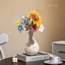 Jingdezhen Ceramic Vase Eternal Flower Set Desktop Small Ornament Decoration Creative Gift for Girlfriend Ceramic Flower Vessel