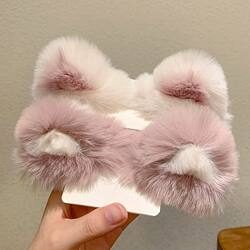 Plush Cat Ear Hair Clips for Children, Cute Hair Accessories for Autumn and Winter, Baby Girl Clips, Girl Hair Clips
