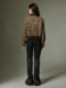 DIDDIMODA Brown Check Spliced ​​Leather Jacket Little Flavored Fengshen Short Jacket Spring Style