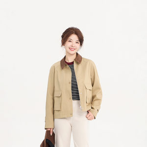 
REST HEART 2025 autumn new product lapel contrasting retro short jacket windbreaker