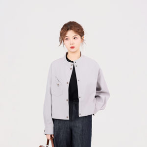 
REST HEART 2026 Spring New Product Small Round Neck Short Workwear Casual Windbreaker Jacket