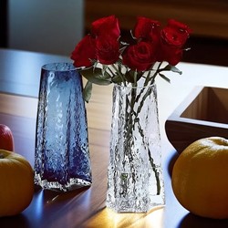 Crystal Glass Vase with a Light Luxury and High-End Feel, Transparent for Rose and Lily Arrangements, Living Room Tabletop Decoration, Suitable for Hydroponic Bamboo