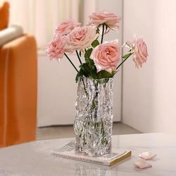 Glass Vase Water-Raised Flowers Lily Rose Desktop Living Room Flower Arrangement Decorative Ornaments B&B Accessible Luxury and High-End Sense