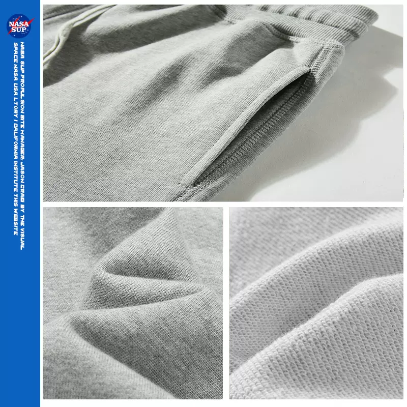 韵式优品联名nasa sup旗舰店官网夏季薄款运动休闲宽松黑色短裤男