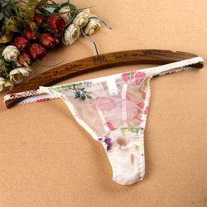 2020 new 100%mulberry silk real silk thong female low -waist transparent Joe Qiqi yarn pants sexy panties

