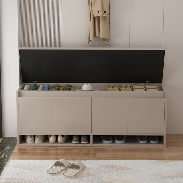 Solid wood shoe-changing stool at the door, light luxury and high-end ...