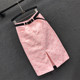 Korean version of pink printed denim skirt for women 2025 summer new fashionable age-reducing high waist mid-length hip-covering skirt