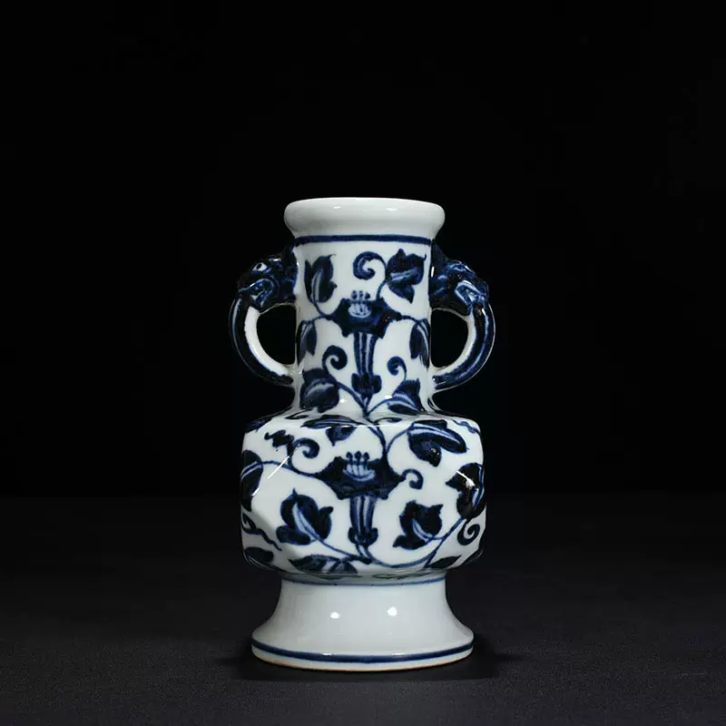 明宣德青花牵牛花纹倭角瓶210720 古玩古董瓷器老货旧