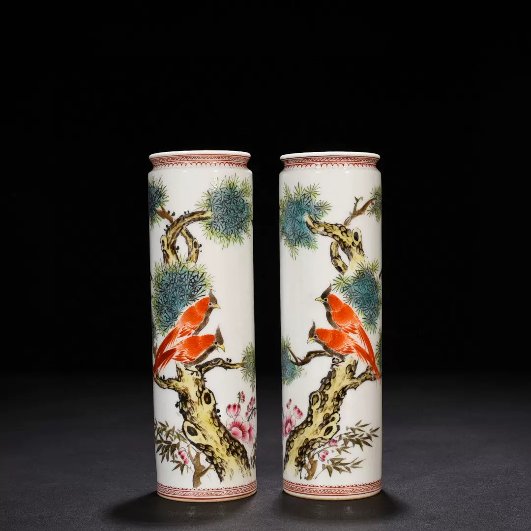 中国 青花 武人紋 紙 筆筒 時代物 古美術 DT442 民国竹溪道人王步青花雄鹰纹四方笔筒0629 古玩古董瓷器老货旧货