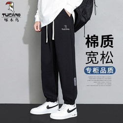 Woodpecker Brand Men's New Spring and Autumn Casual Loose Versatile Jogger Sweatpants Trendy Fleece-Lined Long Pants