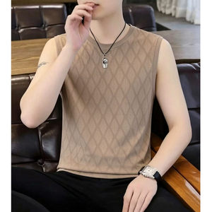 
Ice silk cool sleeveless vest T-shirt for men in summer outdoor leisure breathable quick-drying fitness vest vest top for men
