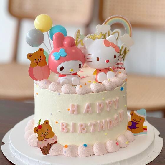 
Internet celebrity KT cat cake decoration cartoon Melody balloon rainbow girl birthday dessert baking decoration plug-in