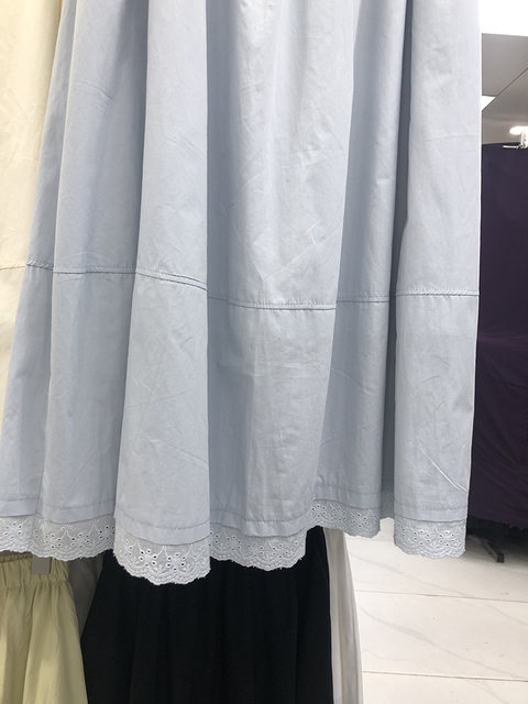 Solid color Korean lace skirt for women in spring and summer new high-waisted A-line skirt mid-length pocket temperament umbrella skirt
