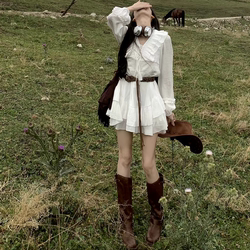 Very Stylish Travel Outfit Early Spring White Long-Sleeved Dress Women's Clothing 2026 New French Style Inner Wear