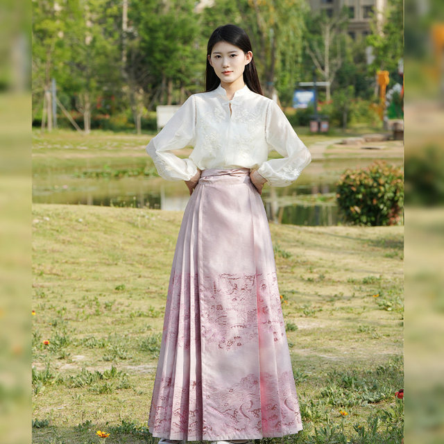 New Chinese Style Long Sleeve Shirt & Spiral Wrap Skirt - Duihaoruzuo 对号入座 (Preorder)