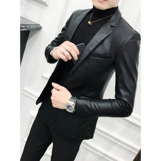 
Trendy brand 1515 men's leather jacket fashion new autumn and winter coat slim small suit handsome motorcycle suit leather jacket