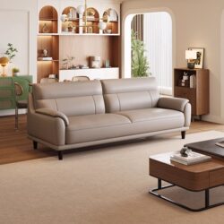 Small Apartment Genuine Leather Sofa for Living Room 2026 New Model Modern Simple Three-Seater Top-Grain Leather Sofa Straight Row Double Seat