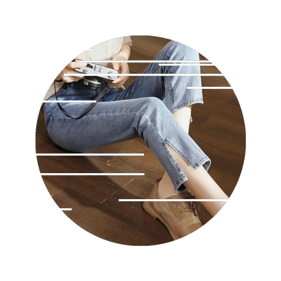 2025 summer petite three-part split high-waisted slim jeans for women thin straight elastic loose nine-point pants