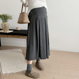 
Maternity skirt spring women's long petite plus size spring belly support knitted a-line maternity pleated skirt