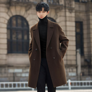 
Wool woolen coat for men's mid-length Korean version 2025 new autumn and winter trench coat double-sided velvet coat loose and trendy