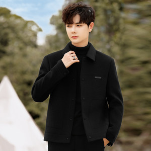 
Lapel double-sided velvet coat men's wool woolen coat short jacket men's autumn and winter British style thickened trend